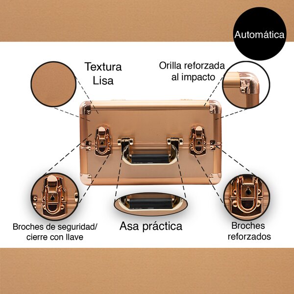 Neceser Cosmetiquera Transportadora Jumbo Oro Rosa