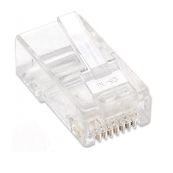 BOTE 100PZ PLUG MODULAR RJ45 UTP CAT5E SOLIDO CONTACTO ORO 15 MICRAS INSTALACION CABLEADO INTERNET