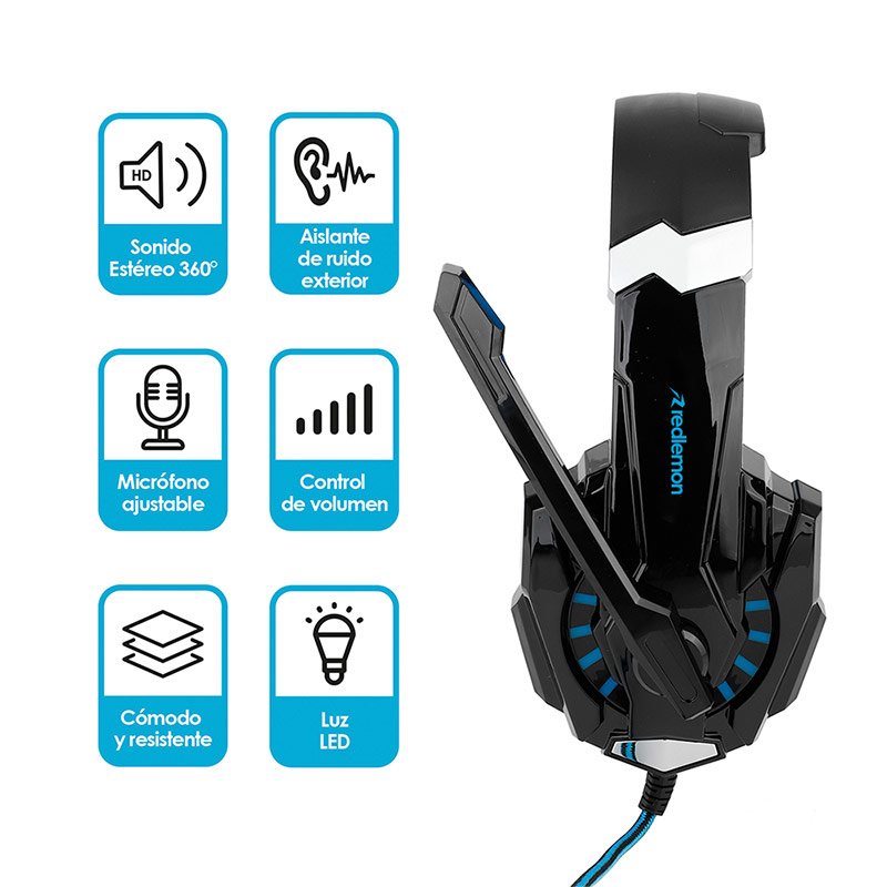 Audífonos Gamer de Diadema HD Estéreo 360 Mod. G9000 Redlemon