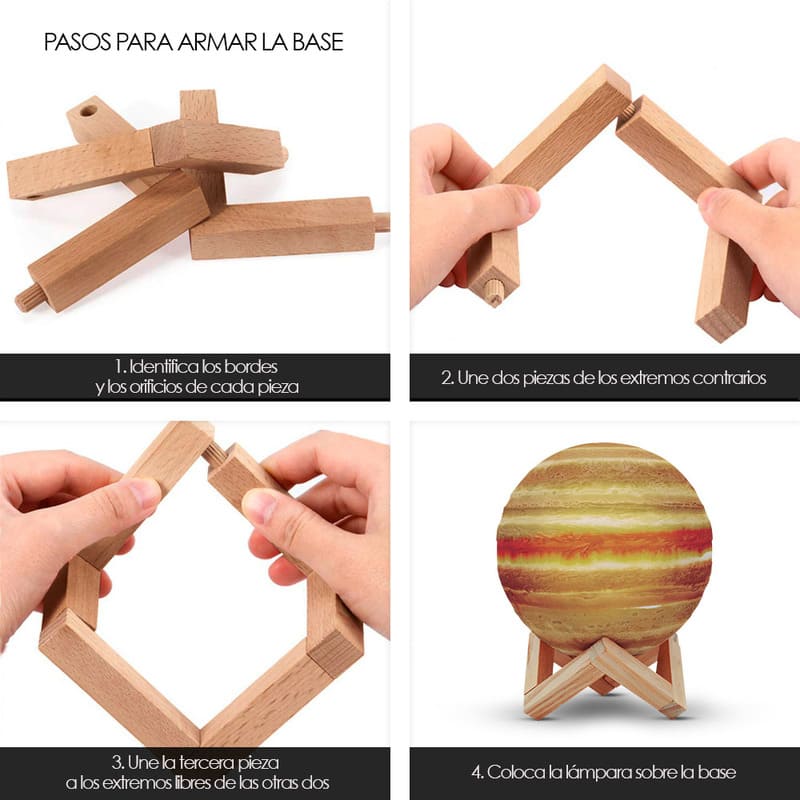 Lámpara 3D Júpiter Control Táctil Recargable 15cm Redlemon.