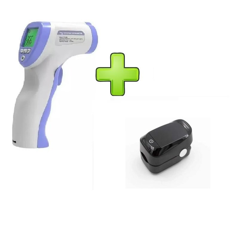 Termometro infrarojo medico sin contacto + oximetro de pulso adulto 