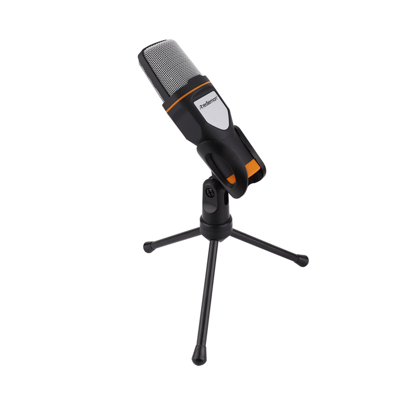Redlemon Micrófono Condensador Semiprofesional con Tripié, Conector Universal Auxiliar Plug 3.5mm, Aislamiento de Ruido, para PC y Laptop. Ideal para Videoconferencias, Podcasts, Videoblogs y más
