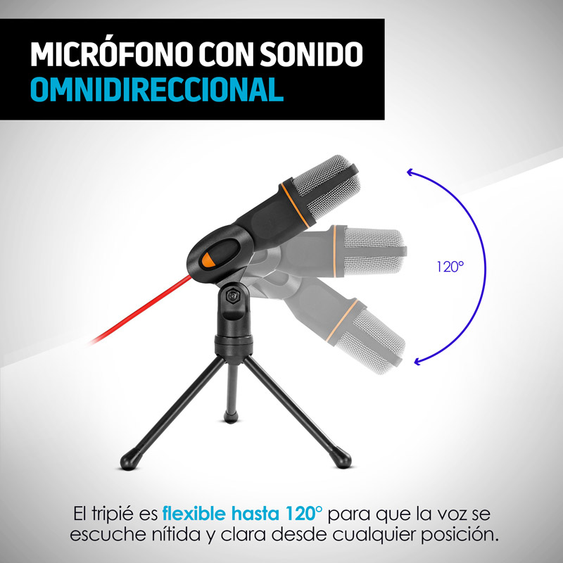 Redlemon Micrófono Condensador Semiprofesional con Tripié, Conector Universal Auxiliar Plug 3.5mm, Aislamiento de Ruido, para PC y Laptop. Ideal para Videoconferencias, Podcasts, Videoblogs y más