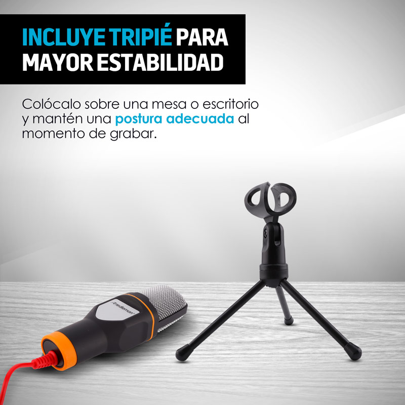 Redlemon Micrófono Condensador Semiprofesional con Tripié, Conector Universal Auxiliar Plug 3.5mm, Aislamiento de Ruido, para PC y Laptop. Ideal para Videoconferencias, Podcasts, Videoblogs y más