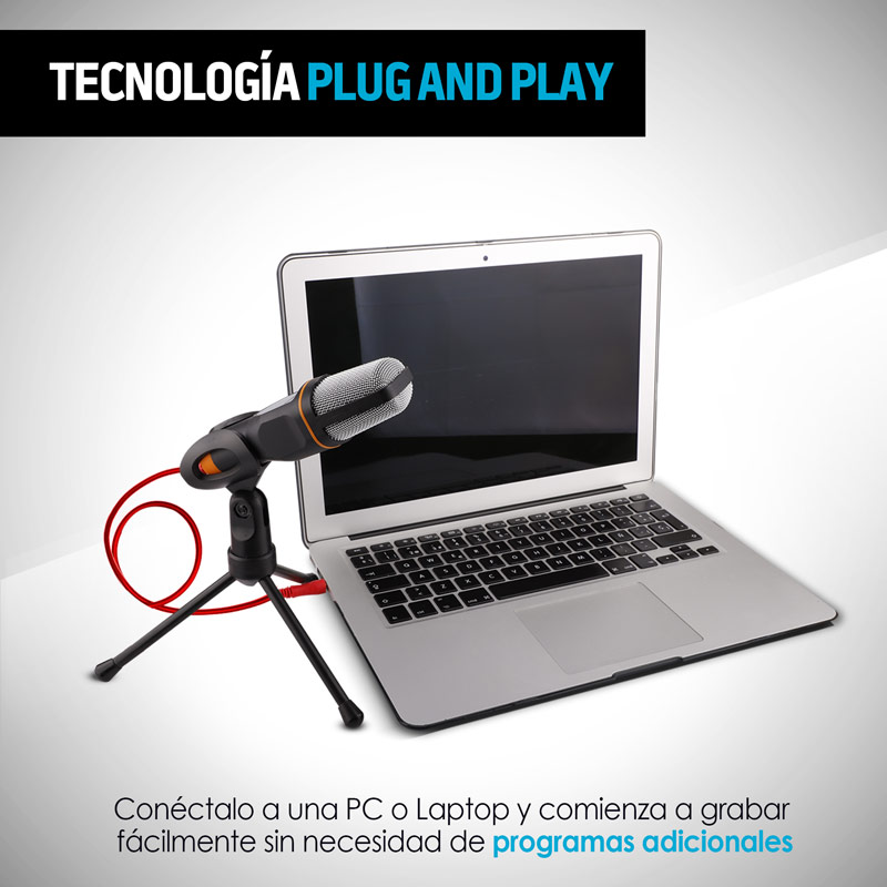 Redlemon Micrófono Condensador Semiprofesional con Tripié, Conector Universal Auxiliar Plug 3.5mm, Aislamiento de Ruido, para PC y Laptop. Ideal para Videoconferencias, Podcasts, Videoblogs y más