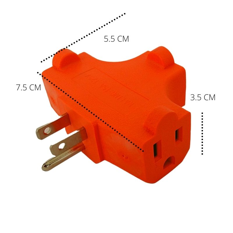 Multicontacto Triple Aterrizado Tipo T Naranja, LBP, Polarizado, 3 Contactos, 7.5cm (2.9in)