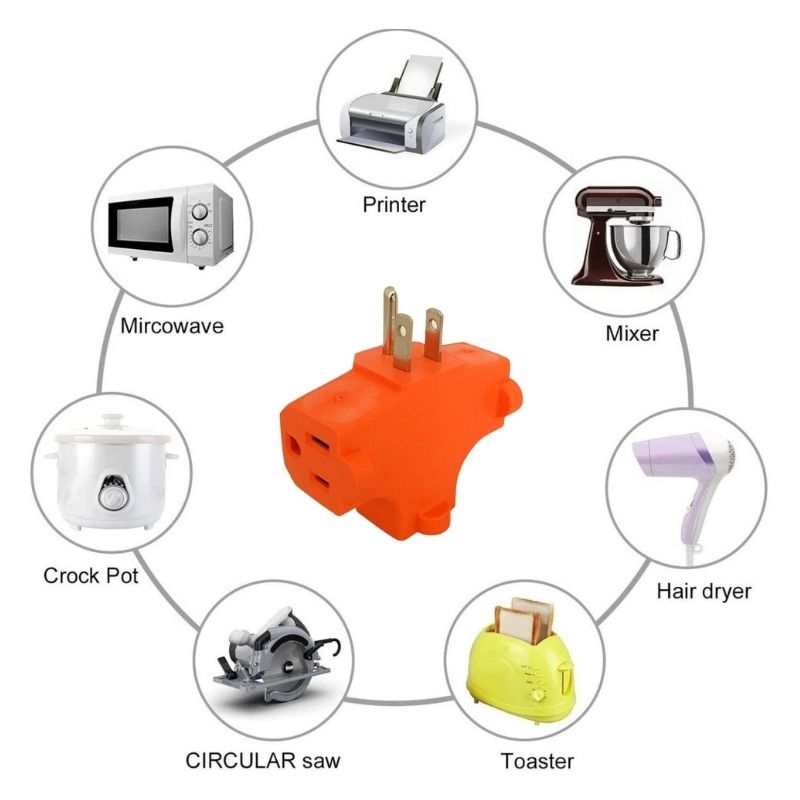 Multicontacto Triple Aterrizado Tipo T Naranja, LBP, Polarizado, 3 Contactos, 7.5cm (2.9in)