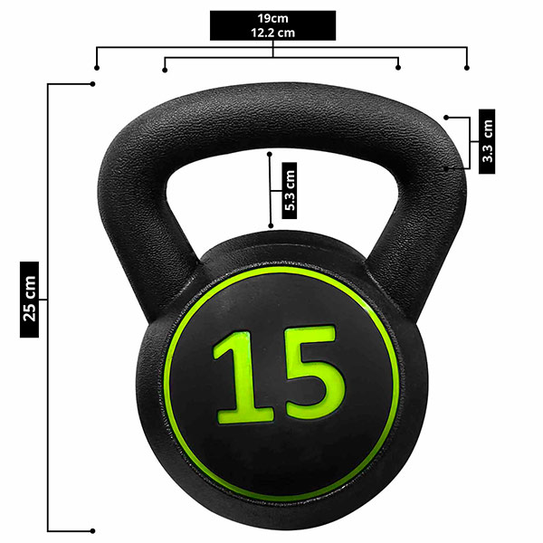Tayga set pesas rusas kettlebells 5,10,15 lb con base 