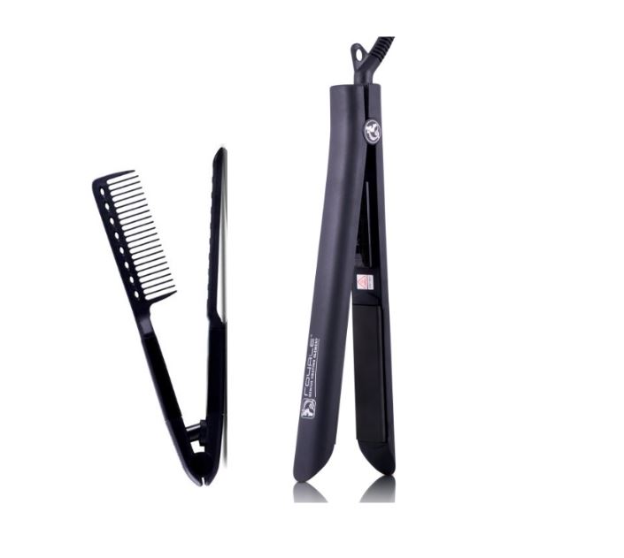 Kit Plancha Para Cabello Platinum Black Y Peine Tensor Royale