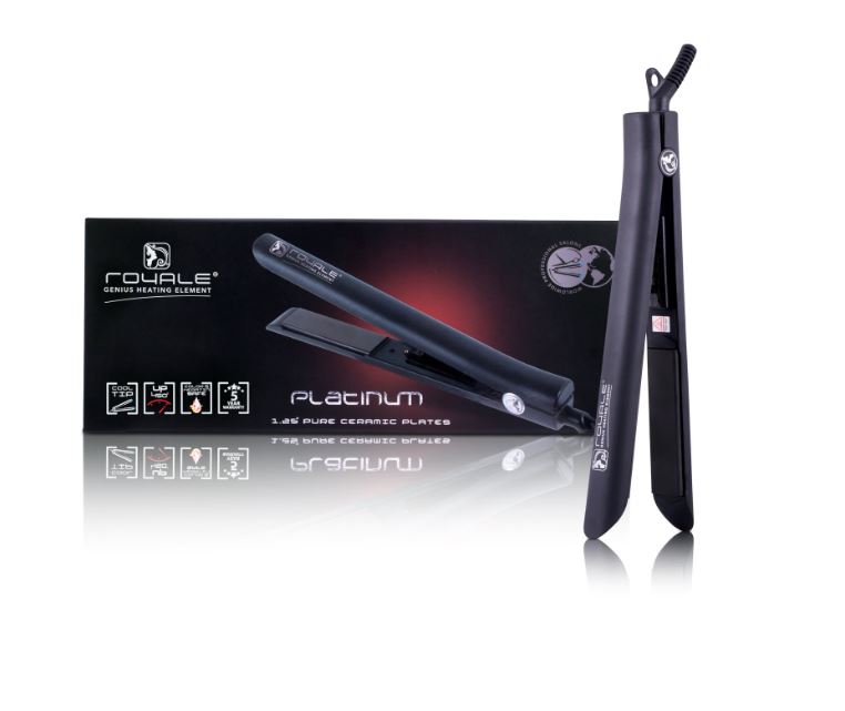 Kit Plancha Para Cabello Platinum Black Y Peine Tensor Royale