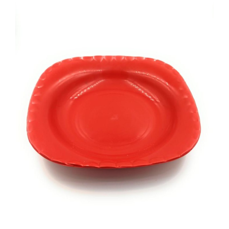 10 Platos Sopero Cuadrado Liso De Plastico Colores 20 X 3.5 Rojo