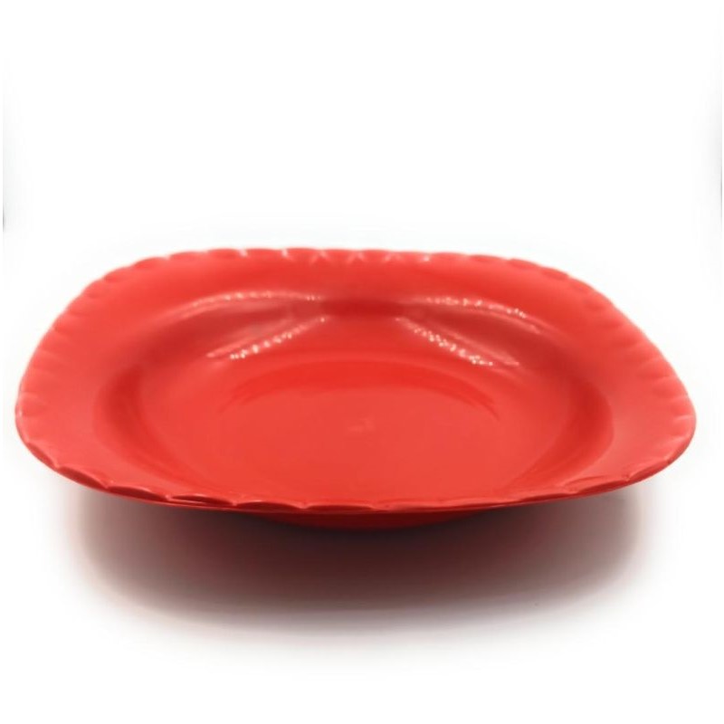 10 Platos Sopero Cuadrado Liso De Plastico Colores 20 X 3.5 Rojo