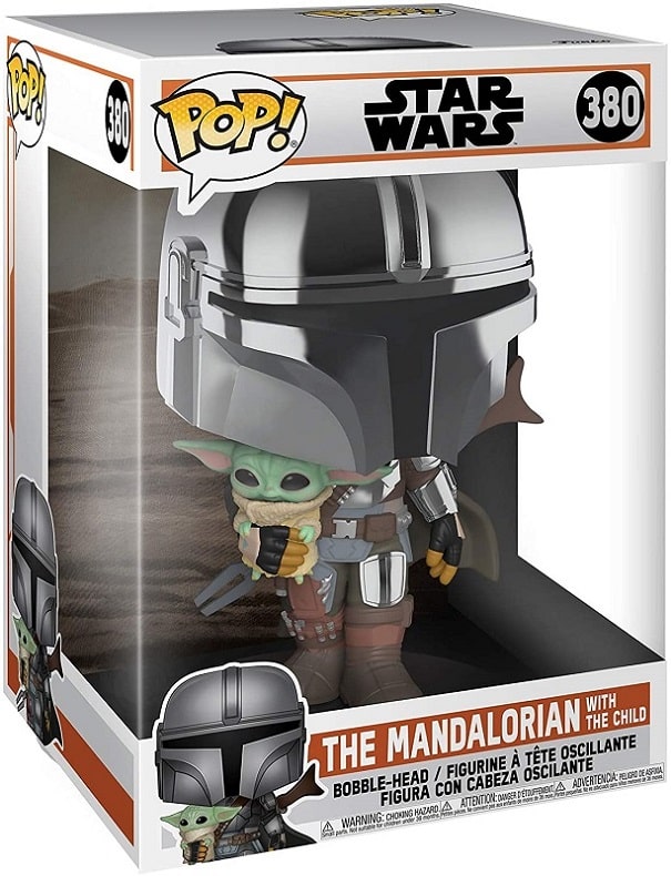 Funko Pop Mandalorian with the Child Cromado 10 Pulgadas Star Wars