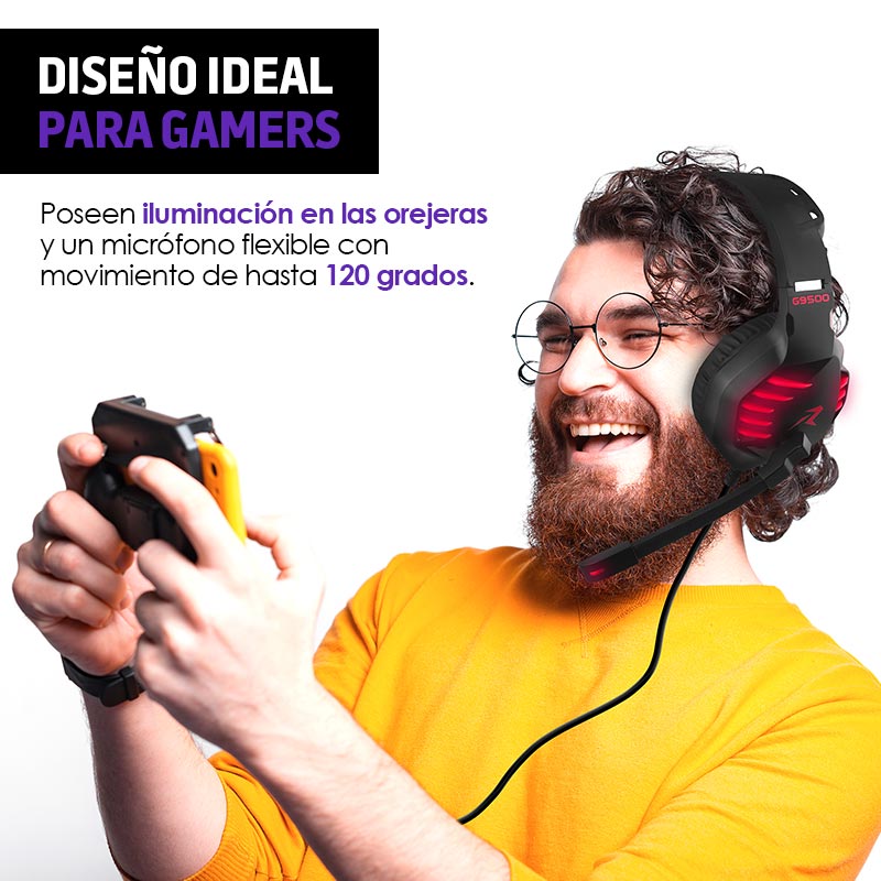 Audífonos Gamer Sonido HD 360 Aux. 3.5mm Mod. G9500 Redlemon