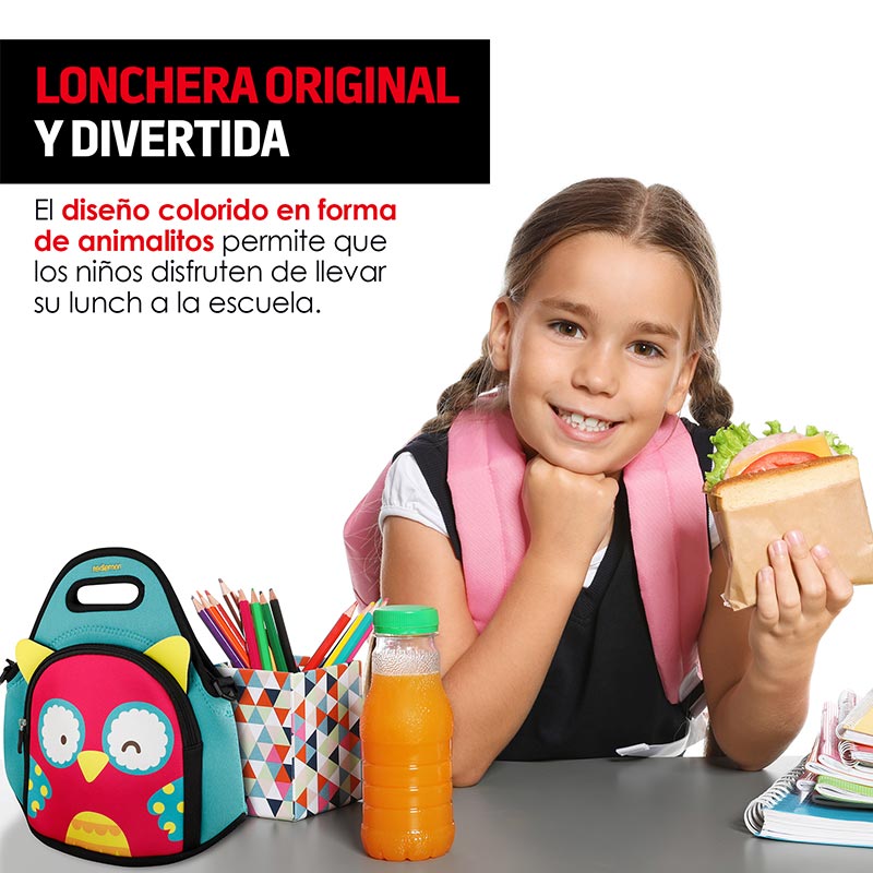 Lonchera para Niños Térmica Con Correa Diseños de Animales Redlemon.