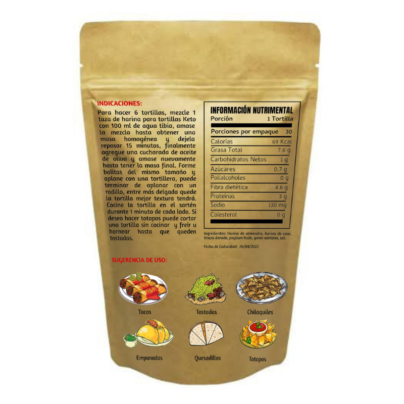 Harina para hacer Tortillas Keto Veganas sin Gluten