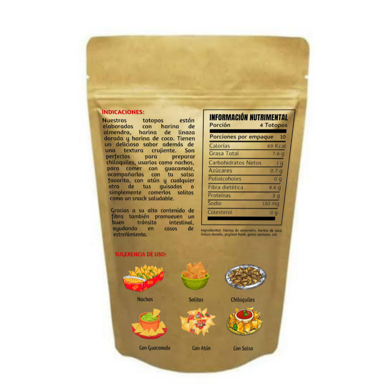 Totopos Keto de Almendra Veganos sin Glúten