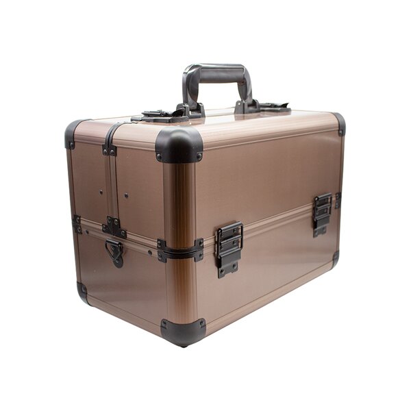 Neceser Cosmetiquera Transportadora Jumbo Cafe Con Plata