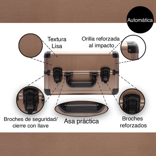 Neceser Cosmetiquera Transportadora Jumbo Cafe Con Plata