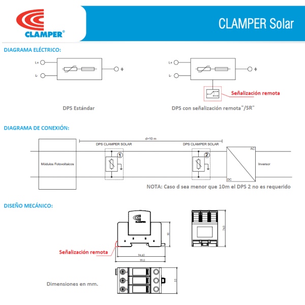 Supresor Picos Clamper Solar 600v 40ka Sistema Fotovoltaico.