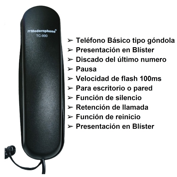 Teléfono Fijo Tc-990 Modernphone Tipo Góndola Económico
