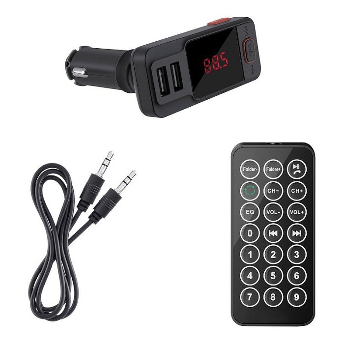 Transmisor FM Bluetooth con cargador USB y reproductor MP3 / FMT-845