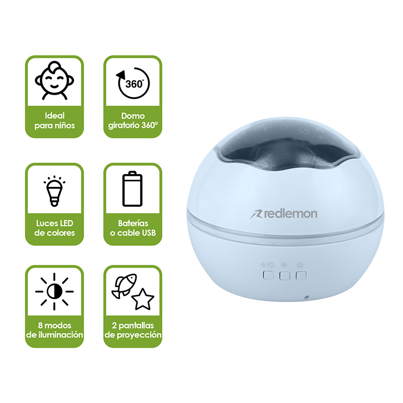 Lámpara de Estrellas para Niños Giratoria Luz LED Redlemon
