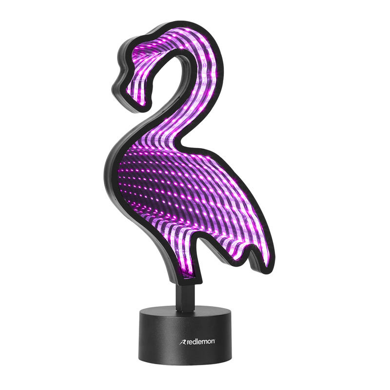 Lámpara Espejo Infinity 3D LED Colores USB Baterías Flamingo Redlemon.