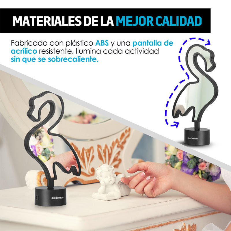 Lámpara Espejo Infinity 3D LED Colores USB Baterías Flamingo Redlemon.