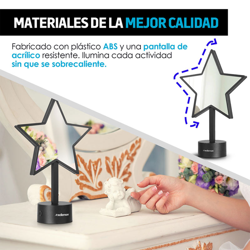 Lámpara Espejo Infinity 3D LED Colores USB Baterías Star Redlemon.
