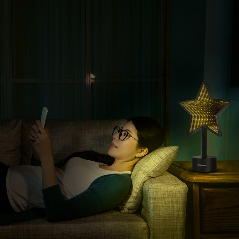 Lámpara Espejo Infinity 3D LED Colores USB Baterías Star Redlemon.