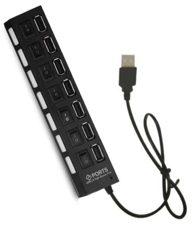 Hub Usb 2.0 Led 7 Puertos Computadoras Pc Laptop Memorias
