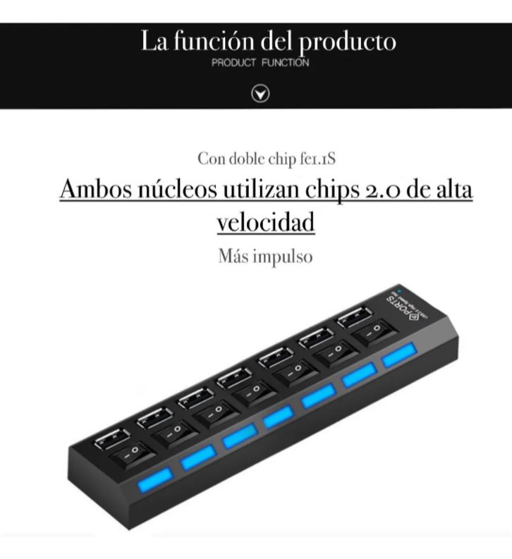 Hub Usb 2.0 Led 7 Puertos Computadoras Pc Laptop Memorias