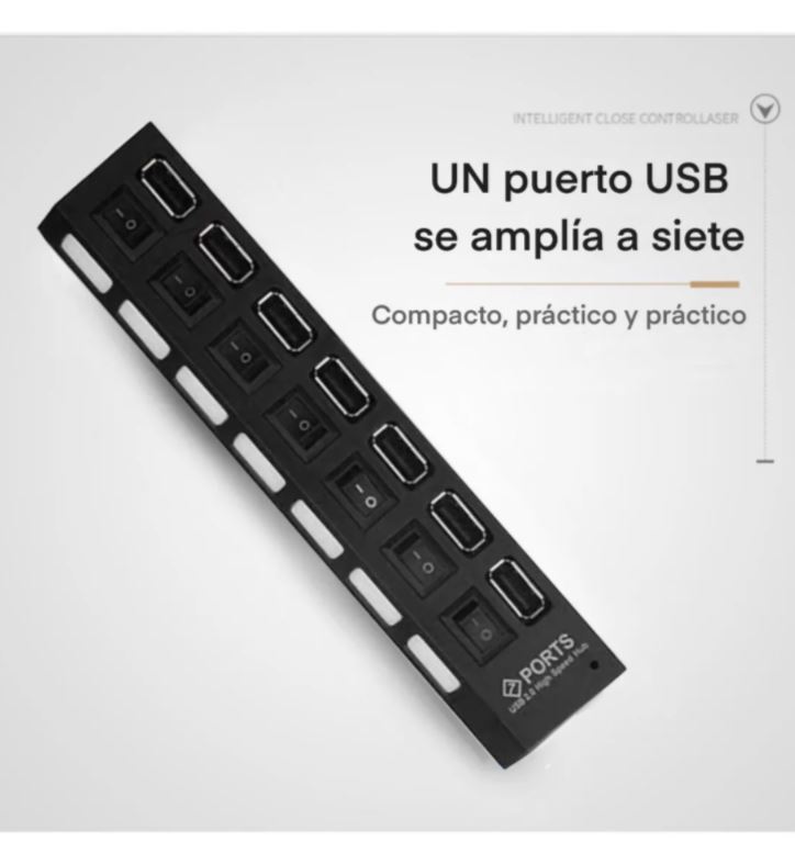 Hub Usb 2.0 Led 7 Puertos Computadoras Pc Laptop Memorias