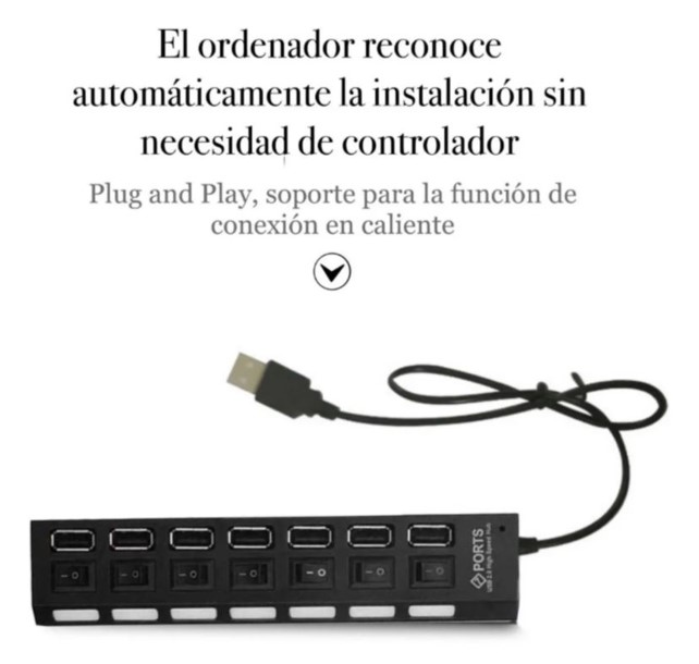 Hub Usb 2.0 Led 7 Puertos Computadoras Pc Laptop Memorias