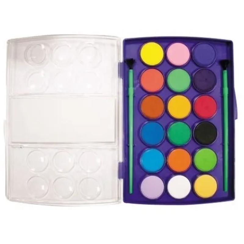 Acuarela De Plástico C/18 Colores Incluye Estuche de Plástico
