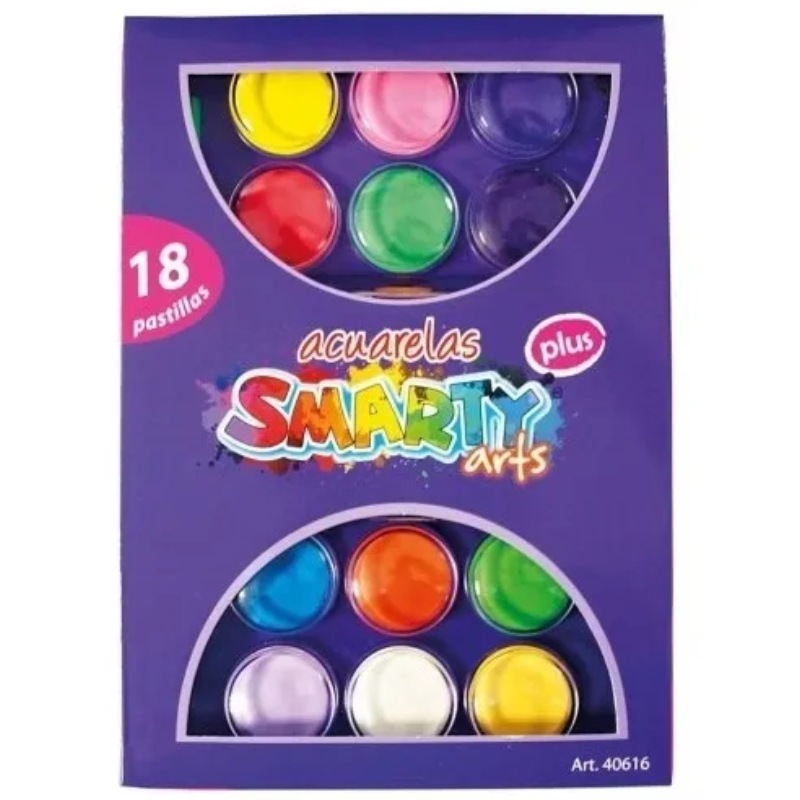 Acuarela De Plástico C/18 Colores Incluye Estuche de Plástico