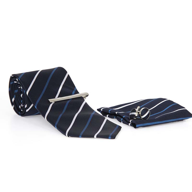 Kit De Accesorios Para Caballero Corbata Y Pañuelo Rayas