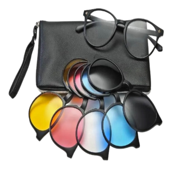 Lentes Clip On Magnéticos 6 en 1 Para Graduar con 5 clips Modelo Colors 2231A