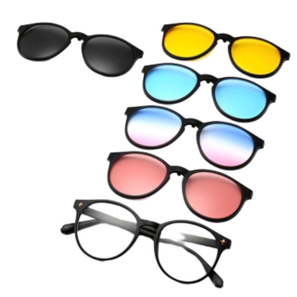 Lentes Clip On Magnéticos 6 en 1 Para Graduar con 5 clips Modelo Colors 2231A