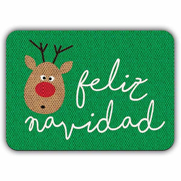 TAPETE NAVIDEÑO ELITEMAT DISEÑO RENO SORPRENDIDO KELLY GREEN DE 0.70X0.50 MTS