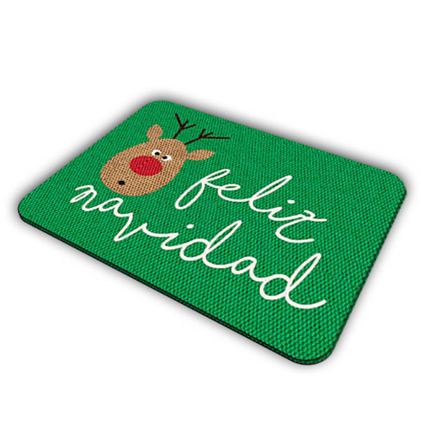 TAPETE NAVIDEÑO ELITEMAT DISEÑO RENO SORPRENDIDO KELLY GREEN DE 0.70X0.50 MTS