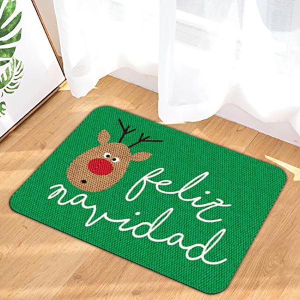 TAPETE NAVIDEÑO ELITEMAT DISEÑO RENO SORPRENDIDO KELLY GREEN DE 0.70X0.50 MTS