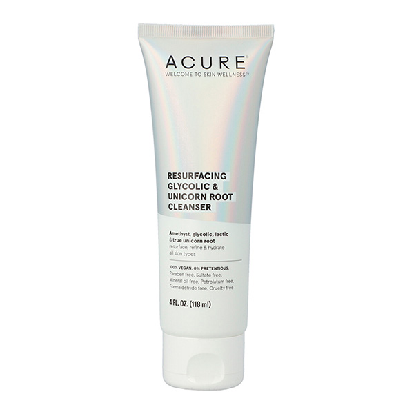 ACURE. Resurfacing Glycolic + Unicorn Root Cleanser, limpiador de raíz de unicornio
