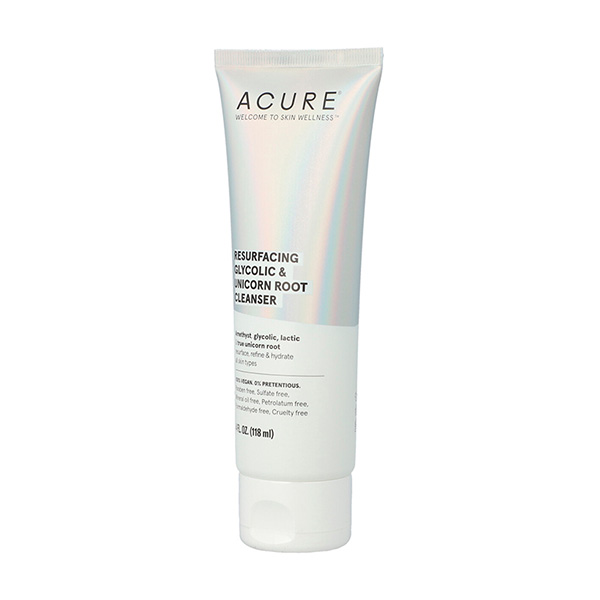 ACURE. Resurfacing Glycolic + Unicorn Root Cleanser, limpiador de raíz de unicornio