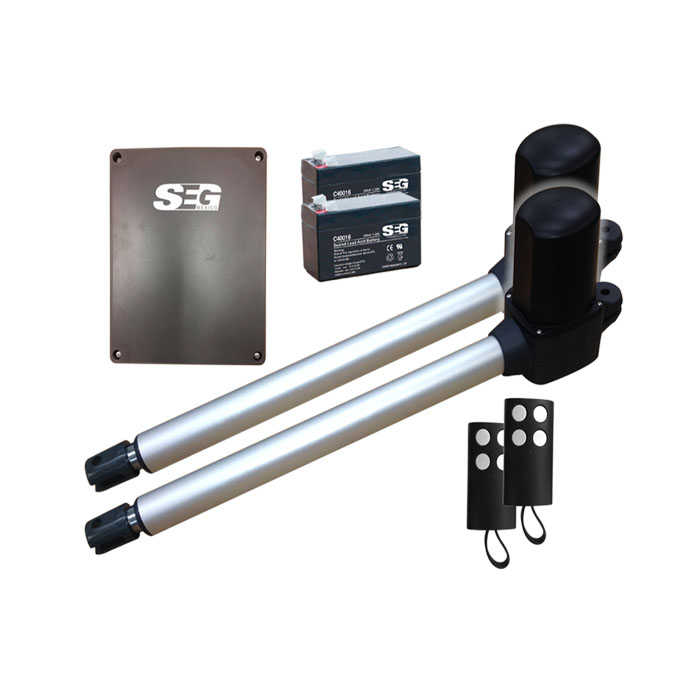 SEG KIT MOTOR ABATIBLE PIVUS DOBLE 250 24 VOLTS CON BATERIAS DE RESPALDO