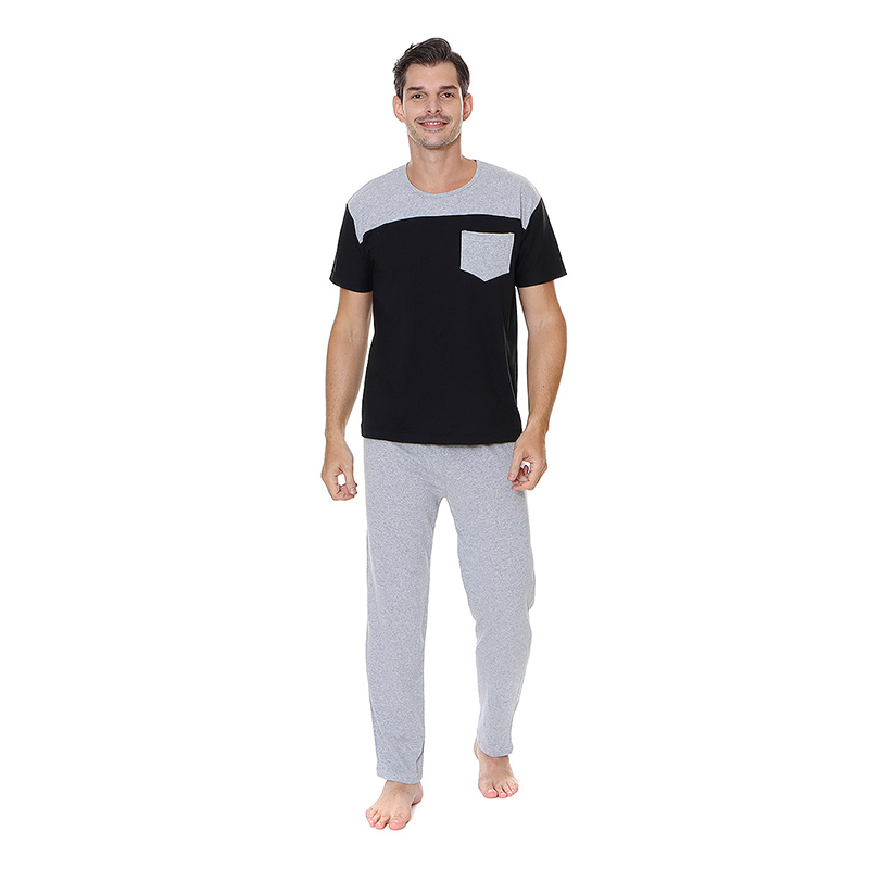 Conjunto de Pijama Para Hombre Manga Corta con Bolsa en Pecho a Tono de Pantalón, Handicap