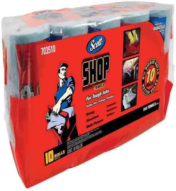 Scott Shop Toallas de 10 rollos de 55 hojas de 11 x 10.4 pulgadas toallas en 1 paquete