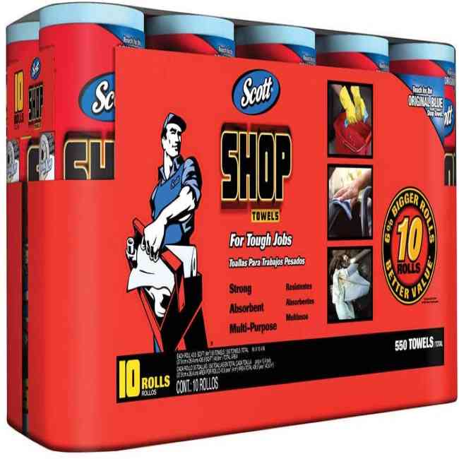 Scott Shop Toallas de 10 rollos de 55 hojas de 11 x 10.4 pulgadas toallas en 1 paquete