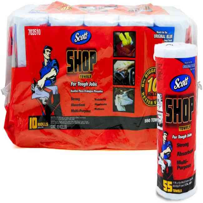 Scott Shop Toallas de 10 rollos de 55 hojas de 11 x 10.4 pulgadas toallas en 1 paquete